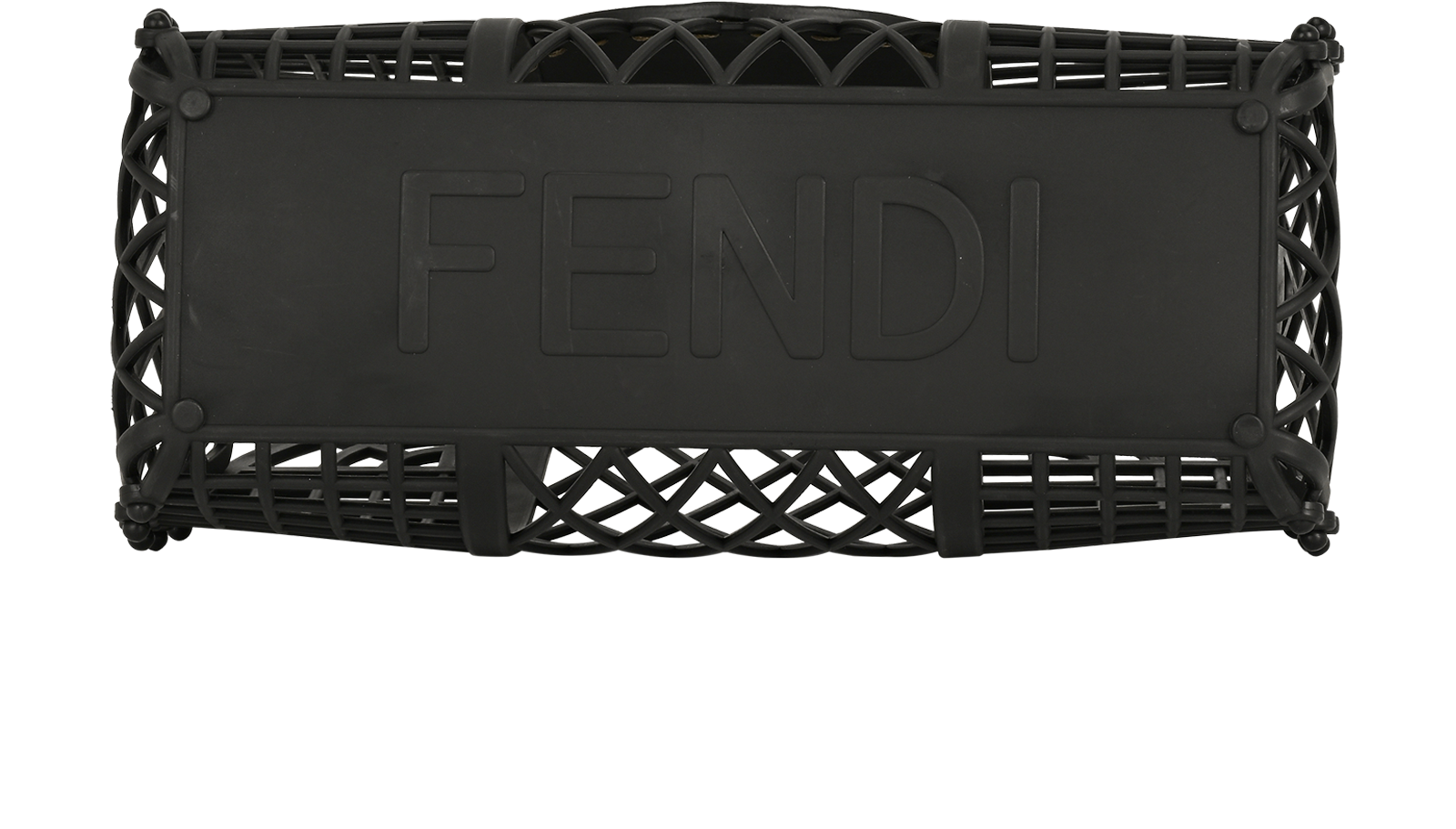 Small Plastic Basket Bag, &pound;450, Handbags, Black/Tan, Leather/Plastic, Top view